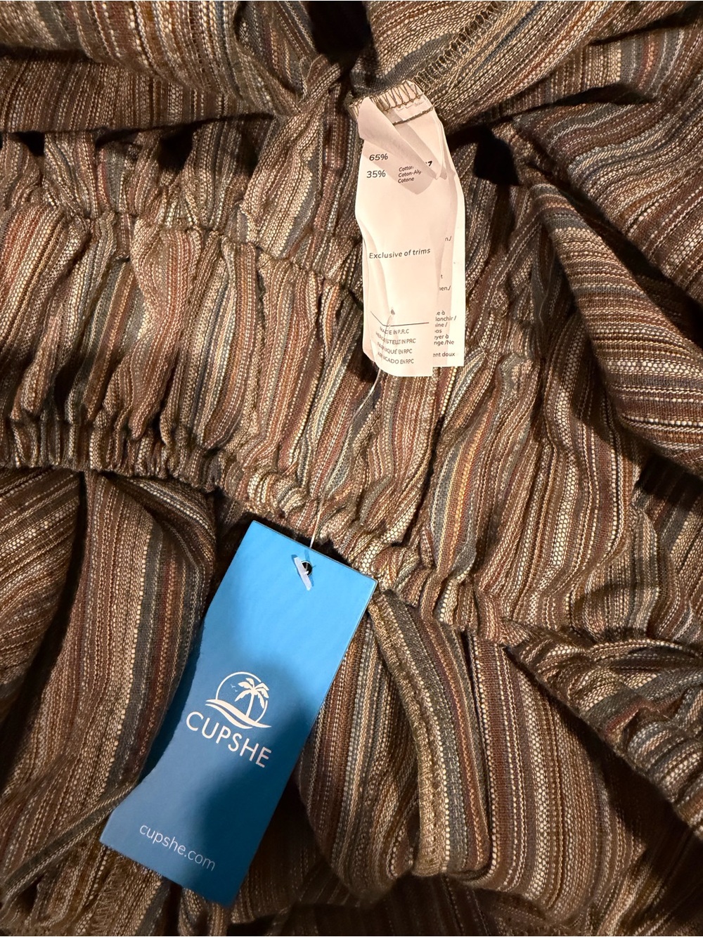 Cupshe Olive Striped Tie-Back Harem Jumpsuit - Picture 7 of 8